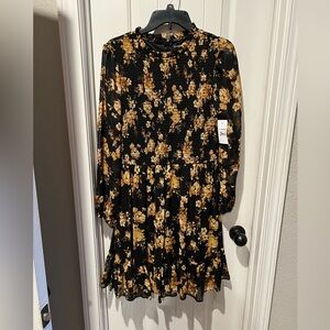 NWT Harper Black and Gold Floral Dress
